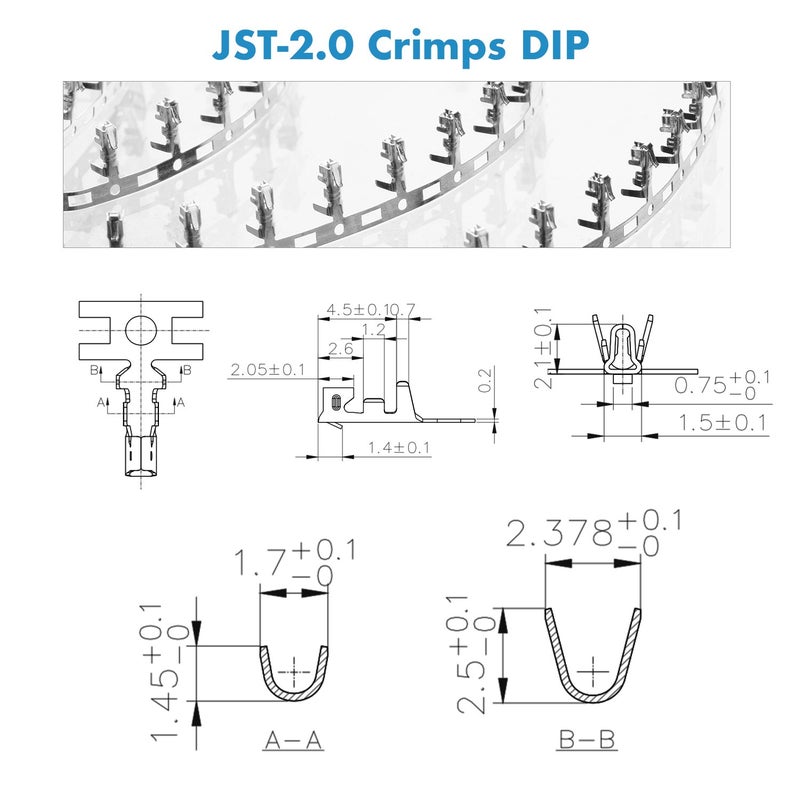 CQRobot JST PH 2.0 mm Pitch 2-Pin/3-Pin/4-Pin Electronic Connector IC Male Plugs, Female Sockets Housing and T-Shaped Crimp Terminal Kit. 150 Sets/750 Pieces Wire-to-Board Adapter Cable Assembly. - Image 3